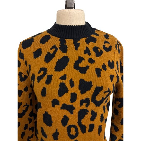 Who What Wear S Leopard Print Wild Animal Pretty Classic Pattern Sweater - Picture 5 of 10